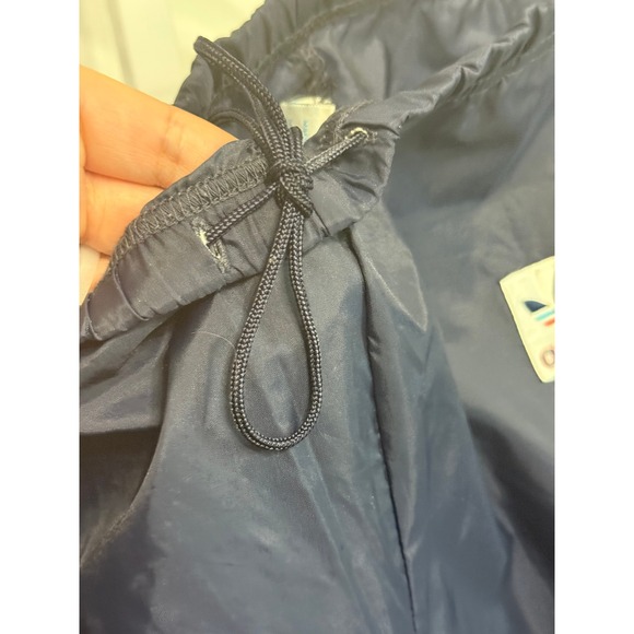 Adidas Unisex Windbreaker Pants L Navy Blue Pull Tie Band Zipper Leg Vintage Y2K - Picture 8 of 13
